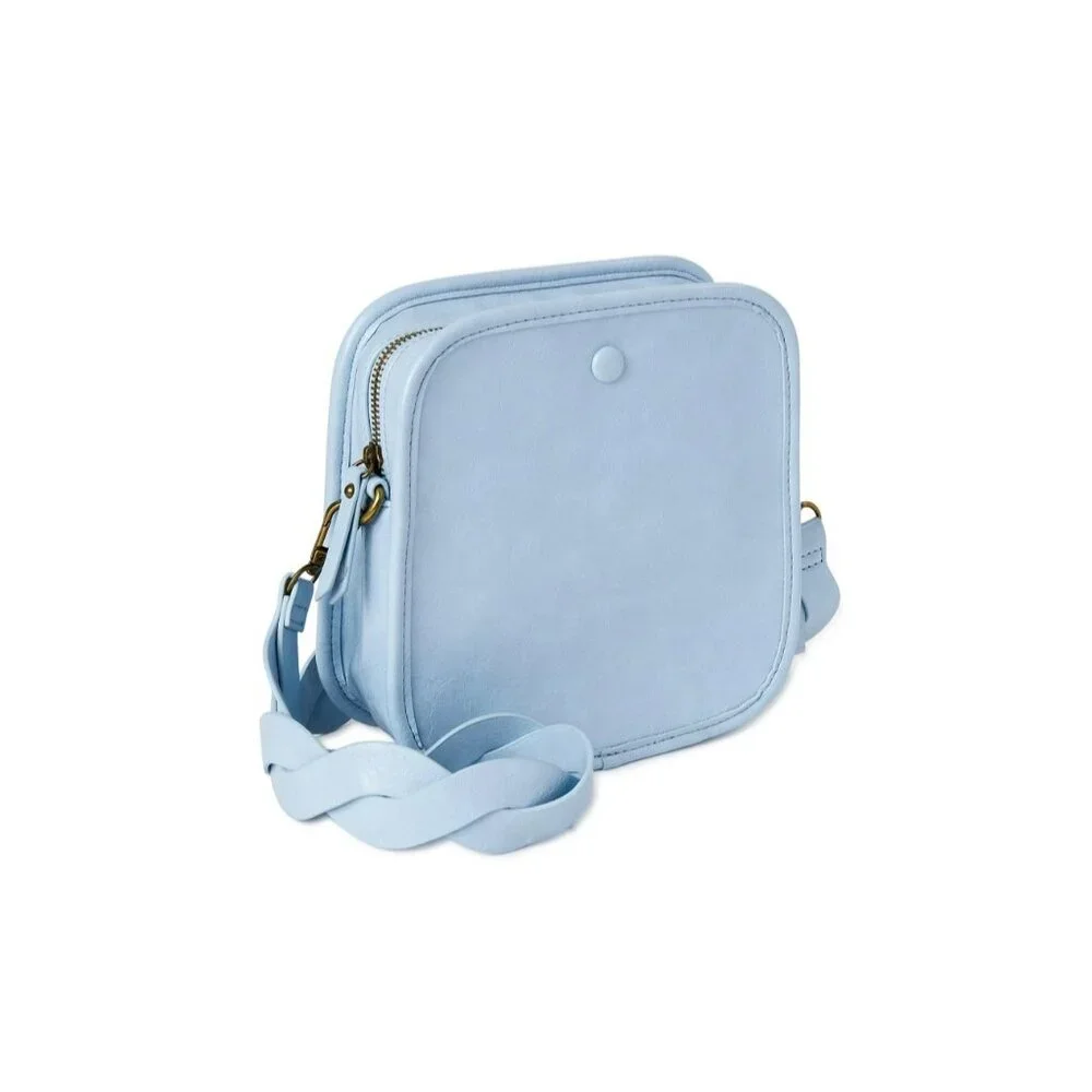 Time‎ And Tru Women's Large Woven Tote Bag Winter Sky Blue Braided Strap